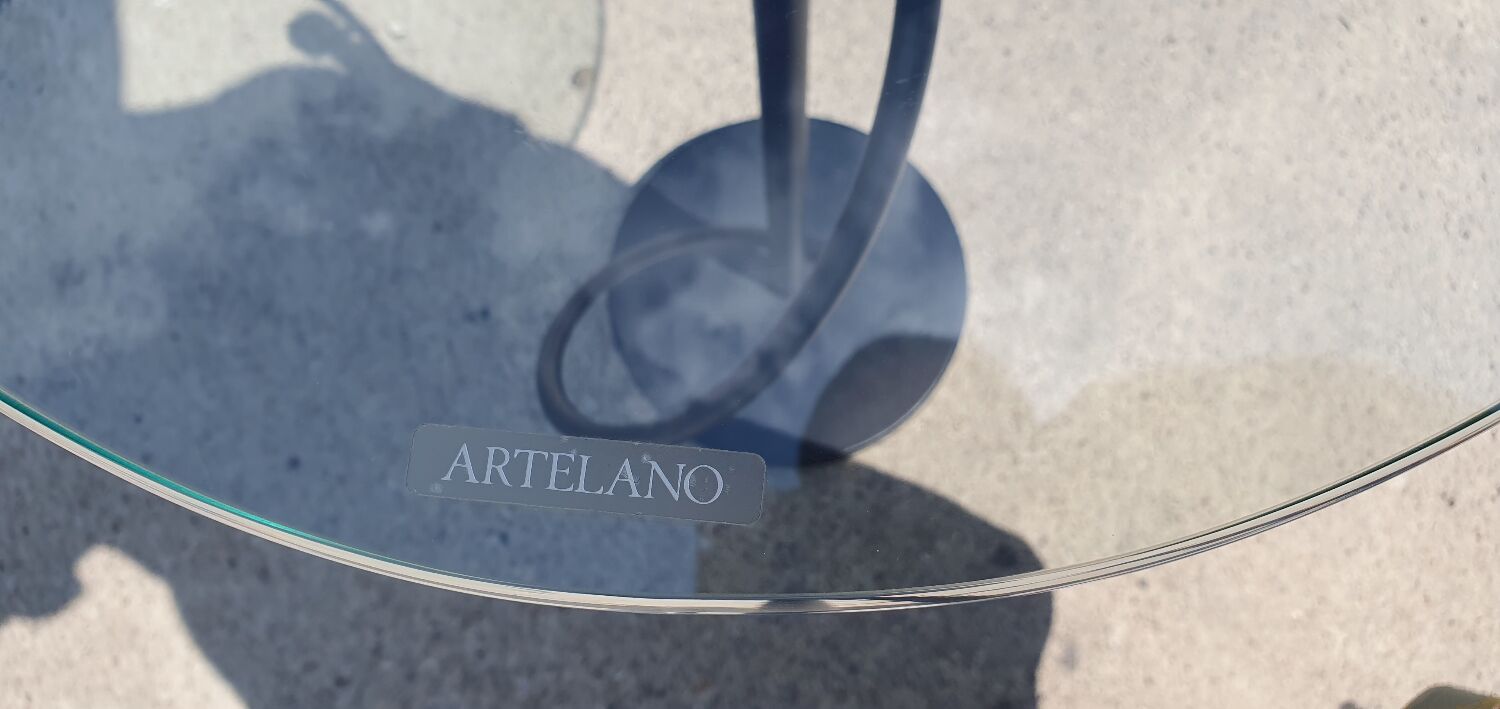 Vintage French design Artelano pedestal sidetable glass postmodern