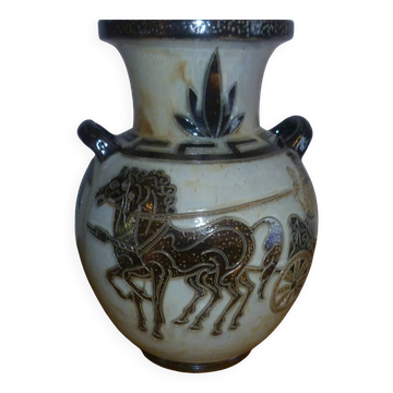 Guérin vase in stoneware, handmade, numbered V3G10, H 33 cm, W 22 cm.