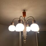 Space Age chrome and globe pendant light, Italy, 1960-70