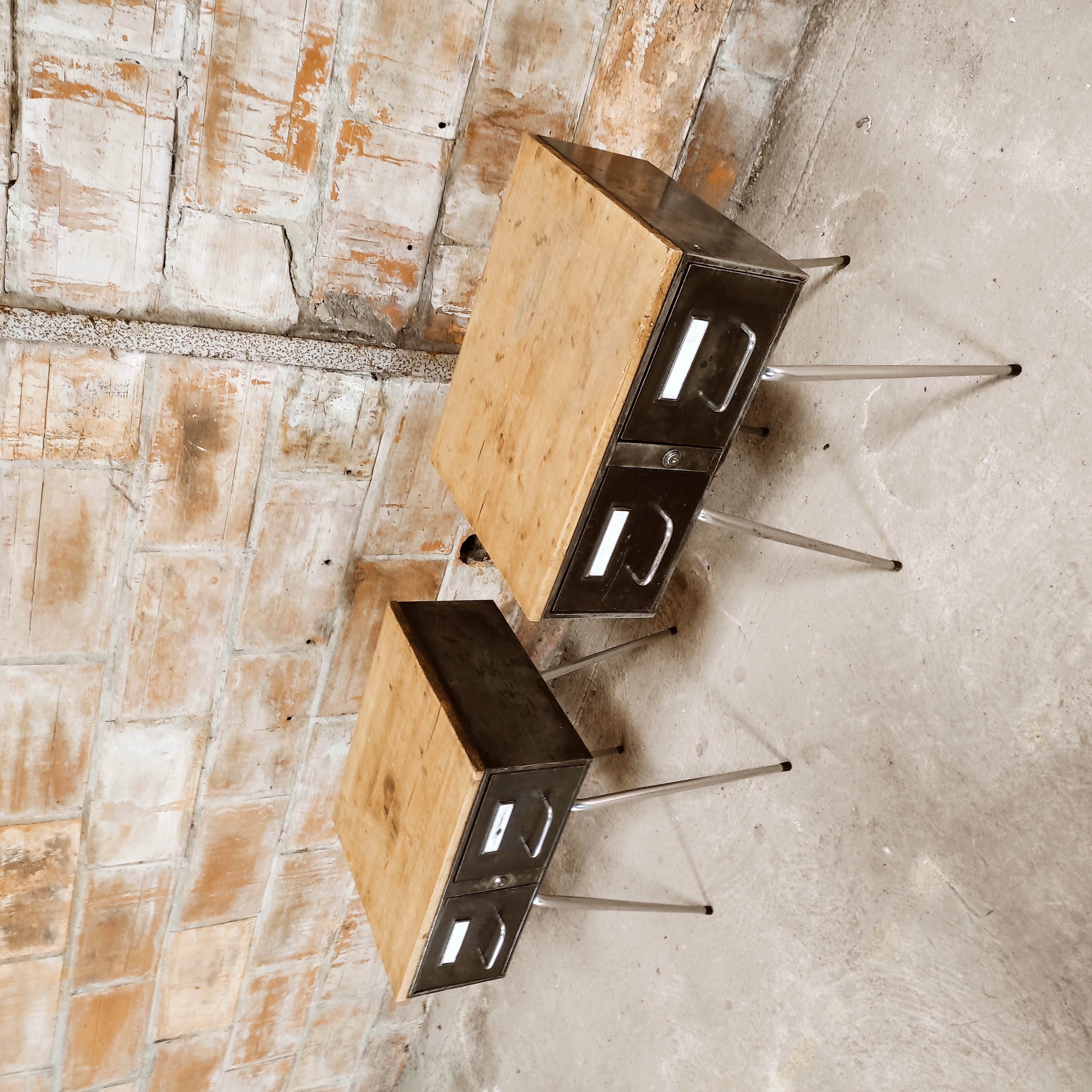 Pair of industrial style bedside table