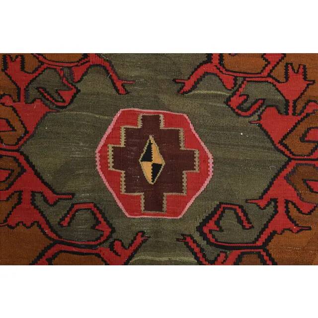 1970s Vintage Turkish Oushak Handmade Wool Cotton Brown Runner Rug  206x387