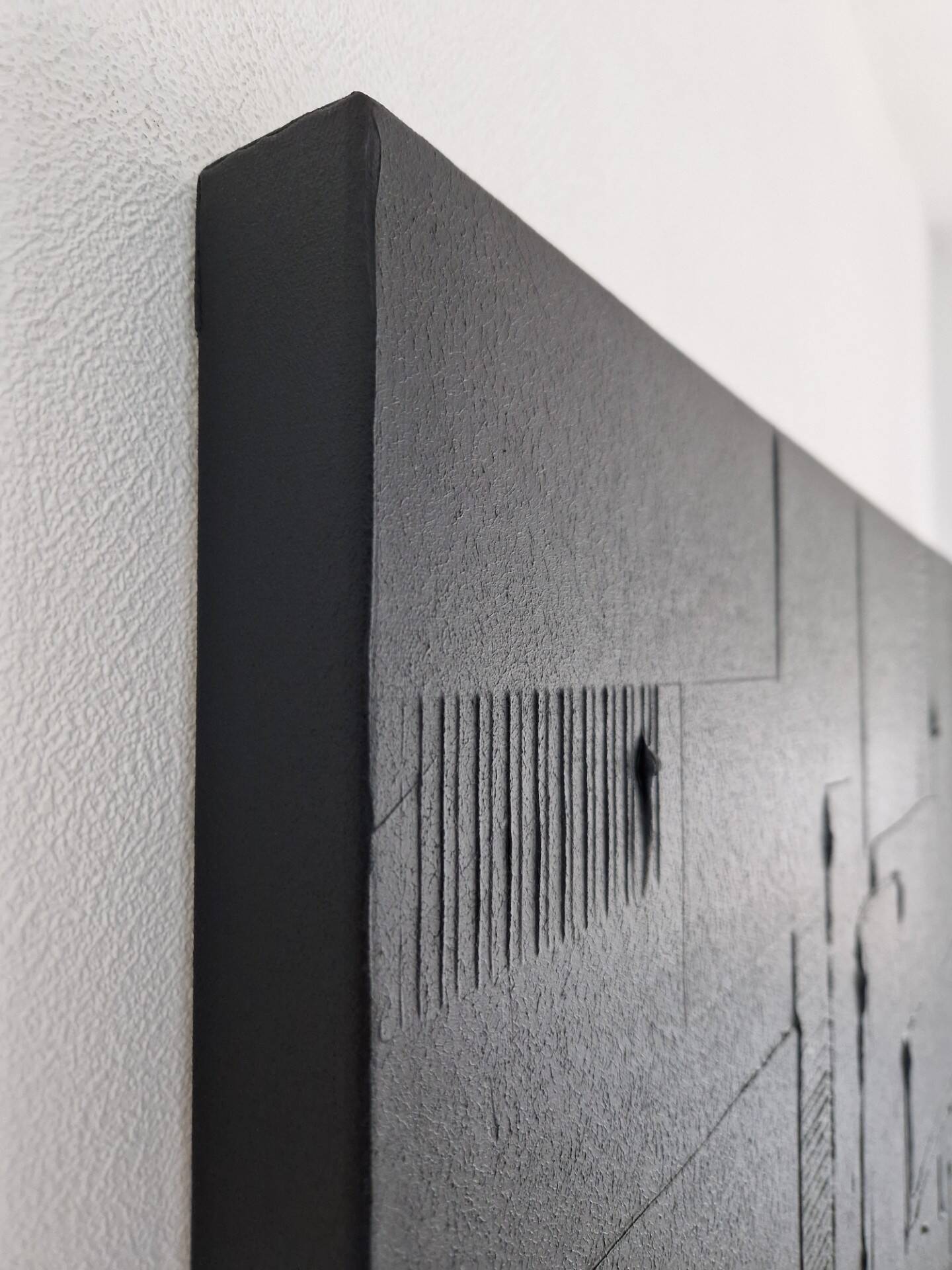 Minimalist monochrome abstract painting black