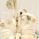 Vintage chandelier bouquet of blue flowers 5 candles in painted sheet metal.