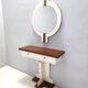 Postmodern Ivory Lacquered Walnut Wall Mirror and Console Table, Italy