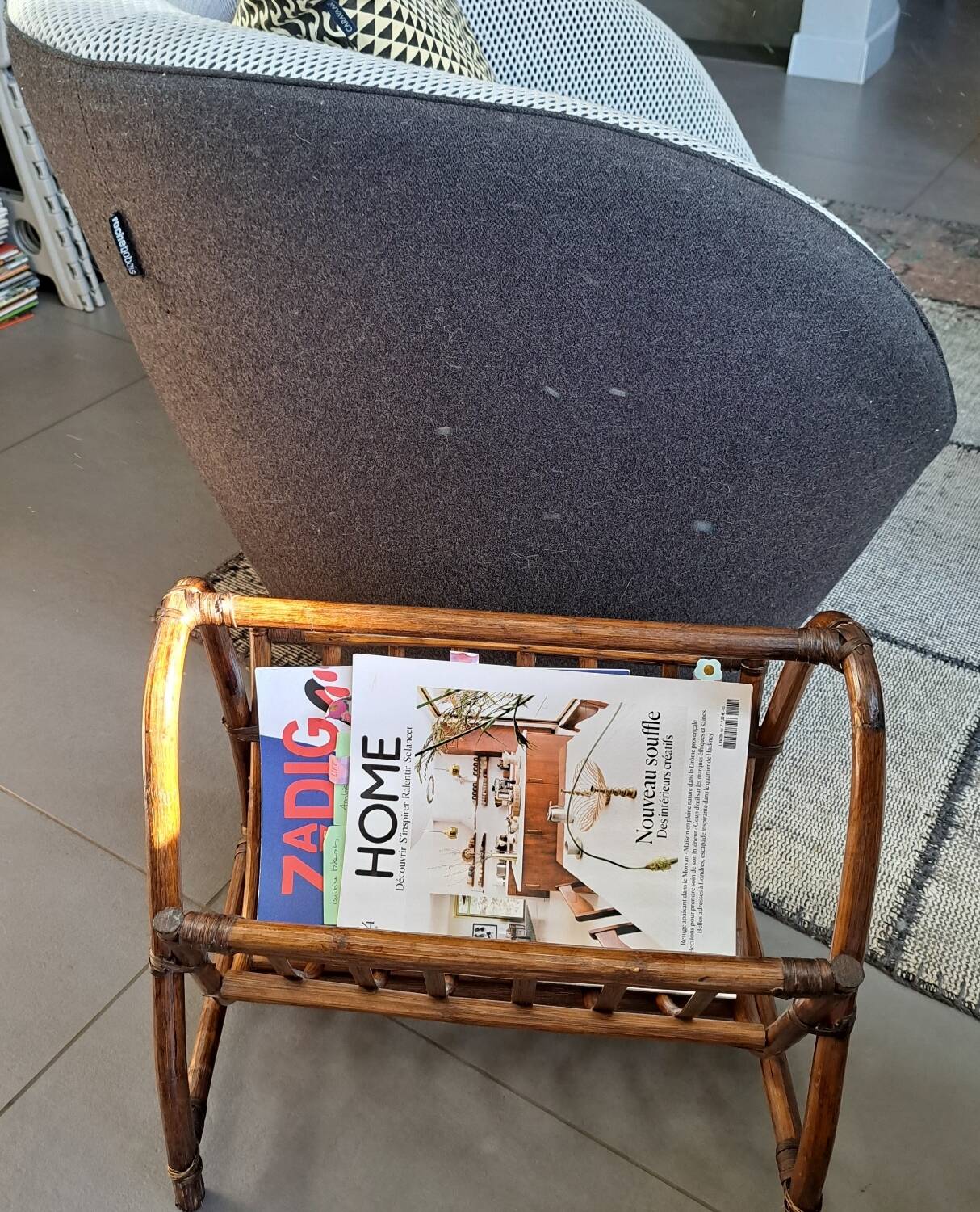 vintage rattan magazine rack