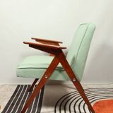 Vintage armchair in natural wool, Le vertu menthe, by Chierowski