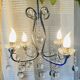Art Deco chandelier from the early 20th century in chrome brass, with glass pendants.