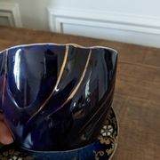 Set of two large Lunéville cups and saucers