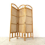Bamboo room divider or folding screen, 1970s