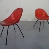 Set of French Fiberglass Side Chairs, 1960s