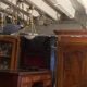 Large mirror fireplace mirror in wood and gilded stucco XIX Restoration