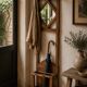 Coat rack / coat stand and umbrella stand in olive wood