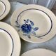 Set of 6 dessert plates blue flowers saint-amand 30s-40s
