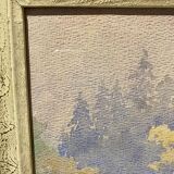 Old painting, landscape in nature, signed Andrée Bouchard (1903-2002)
