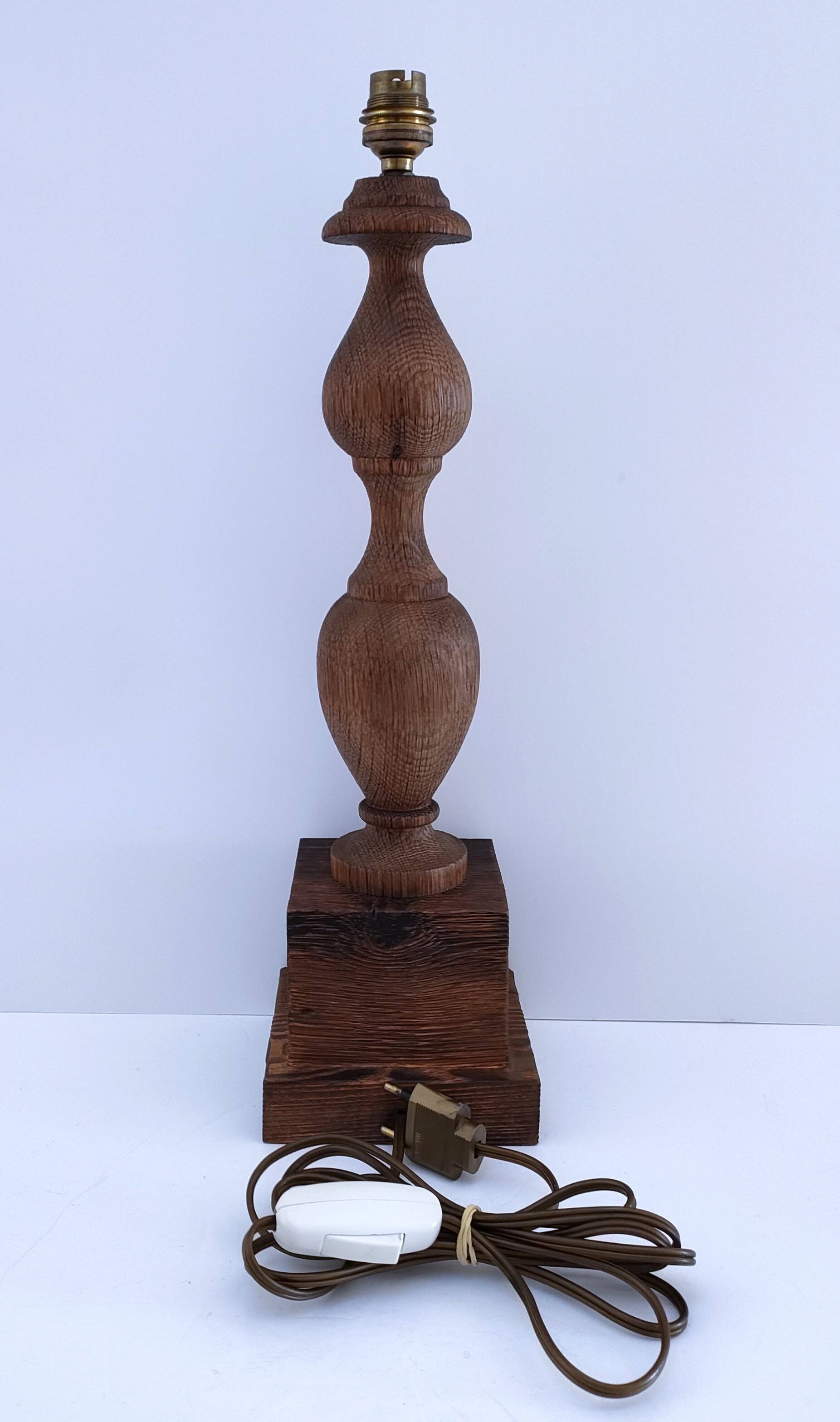 XL turned solid wood lamp base H.45.5 cm