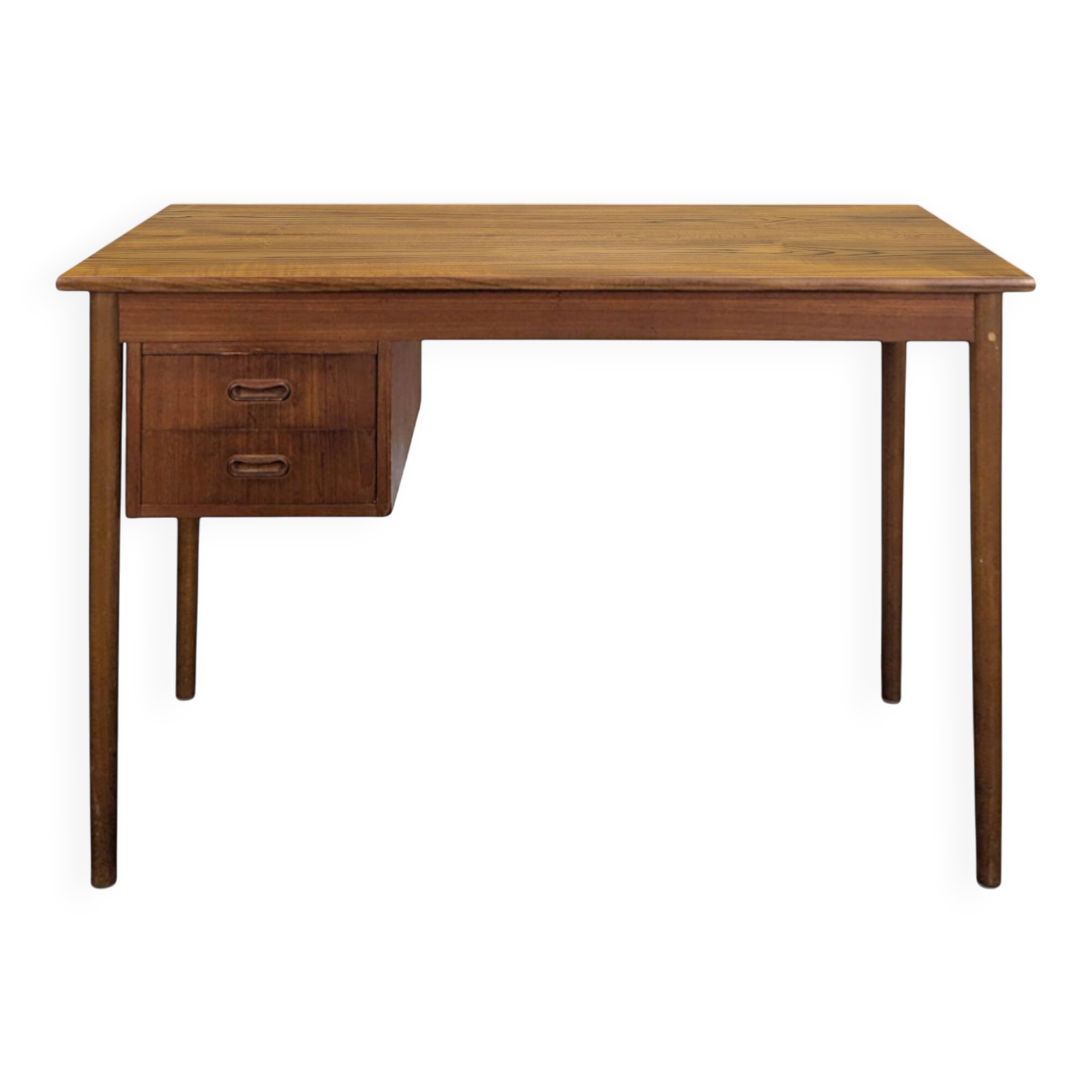 Scandinavian teak desk with a suspended drawer unit.
