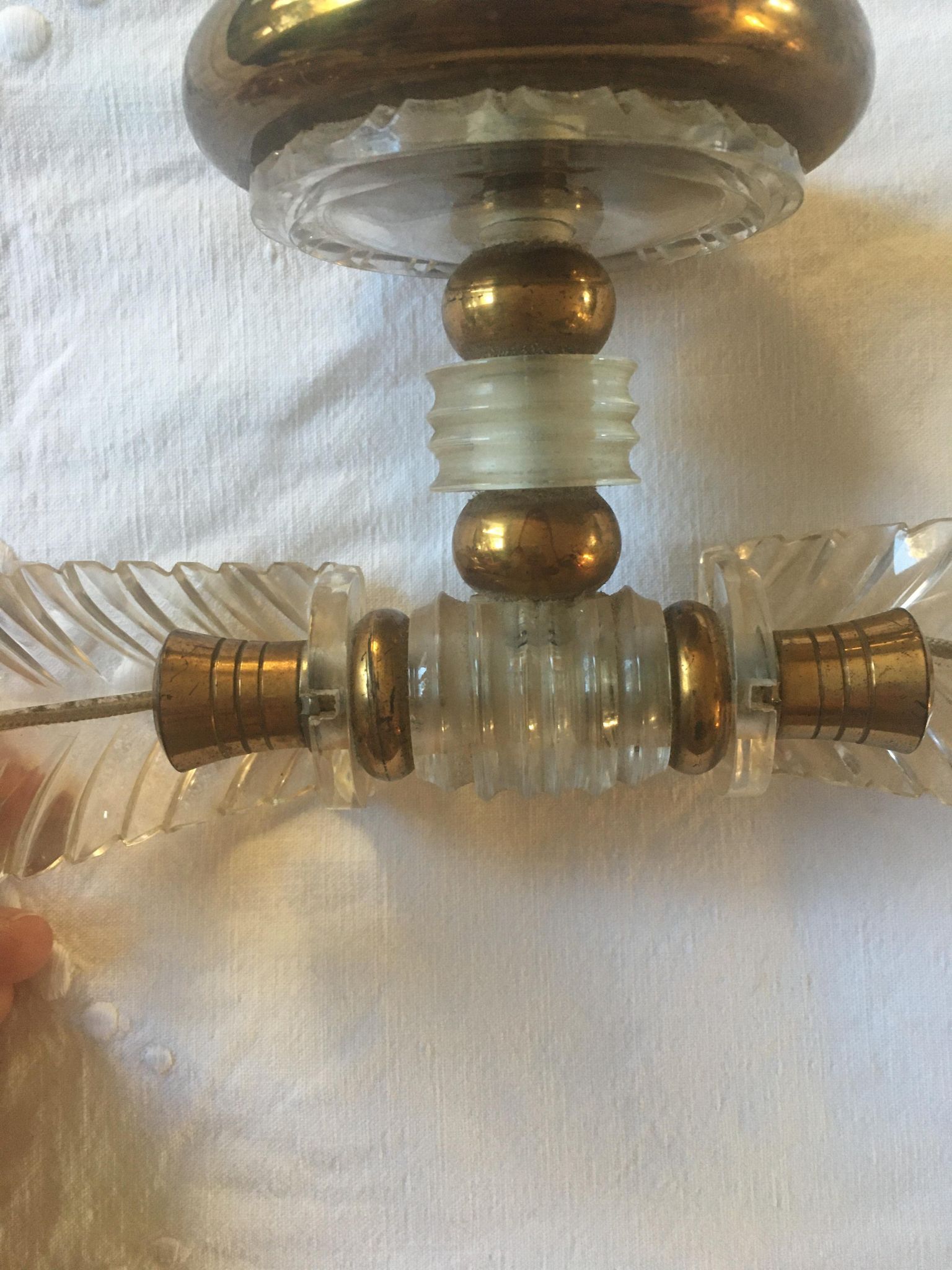 Wall lamp double year 1950 art deco style in plexi and brass