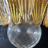 Vintage Italian Murano Ceiling Light - Four Tiers, 163 Amber and Clear Glasses