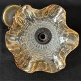 Applique murale col de cygne vintage en laiton et tulipe opaline fleur