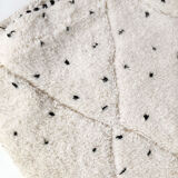 Moroccan berber carpet blessed ouarain ecru with black polka dots and diamonds engraved 150x102cm