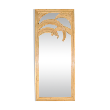 Large "palm" mirror in rattan