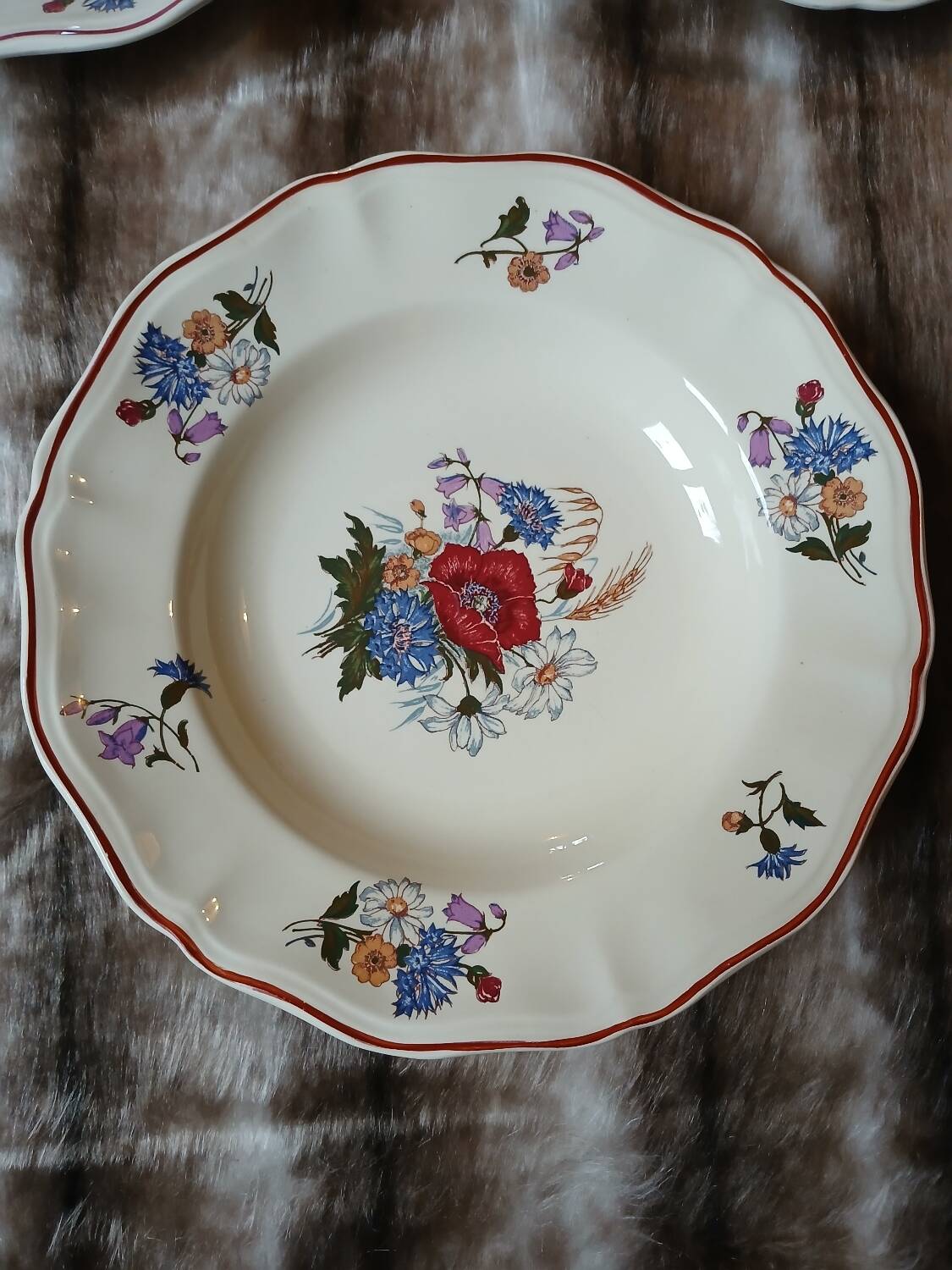 7 antique deep plates from Digoin and Sarreguemines