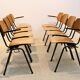 Banc d'école composé de 4 chaises empilables en contreplaqué industriel par Marko Holland