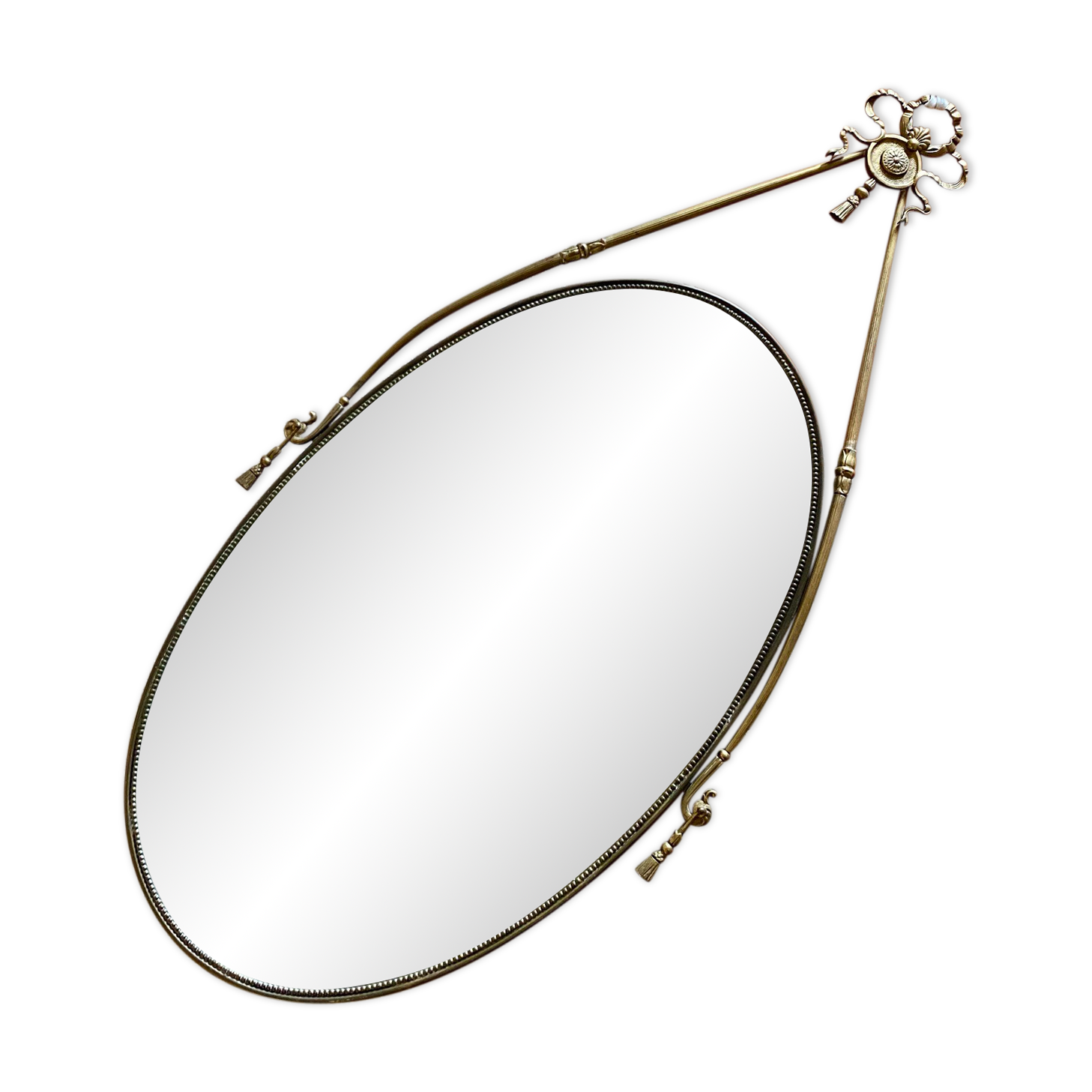 Italian brass oval mirror 60s