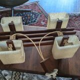 Vintage Scandinavian teak and perspex pendant light