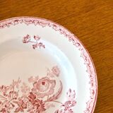 Assiettes du XIXe siècle terre de fer rose Sarreguemines "Fontanges"