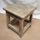 Small teak stool with 1 drawer