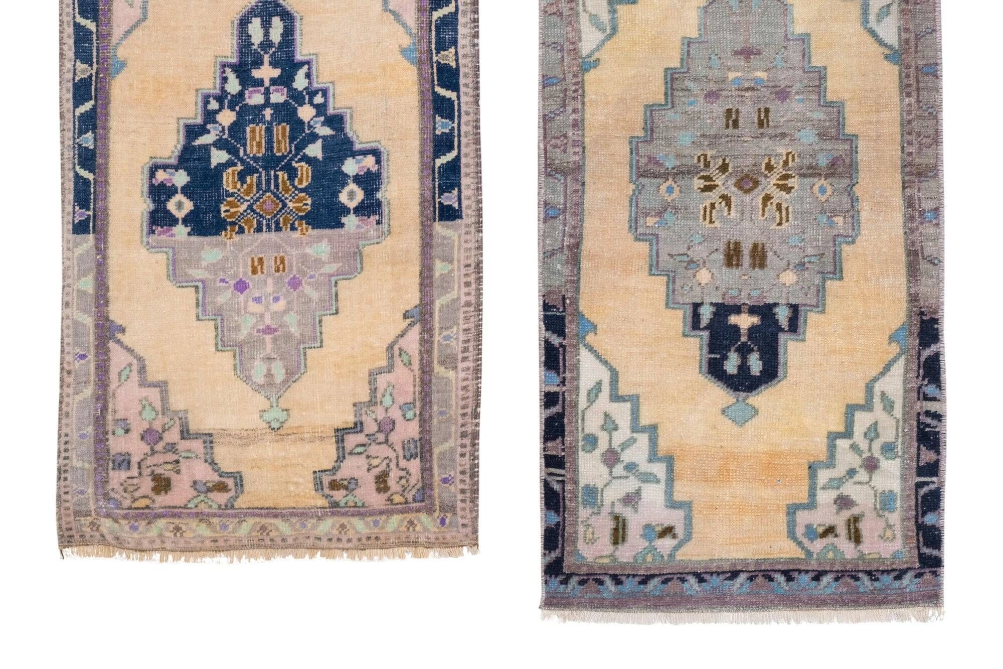 Set of 2 vintage handmade Turkish rugs 50x100 cm