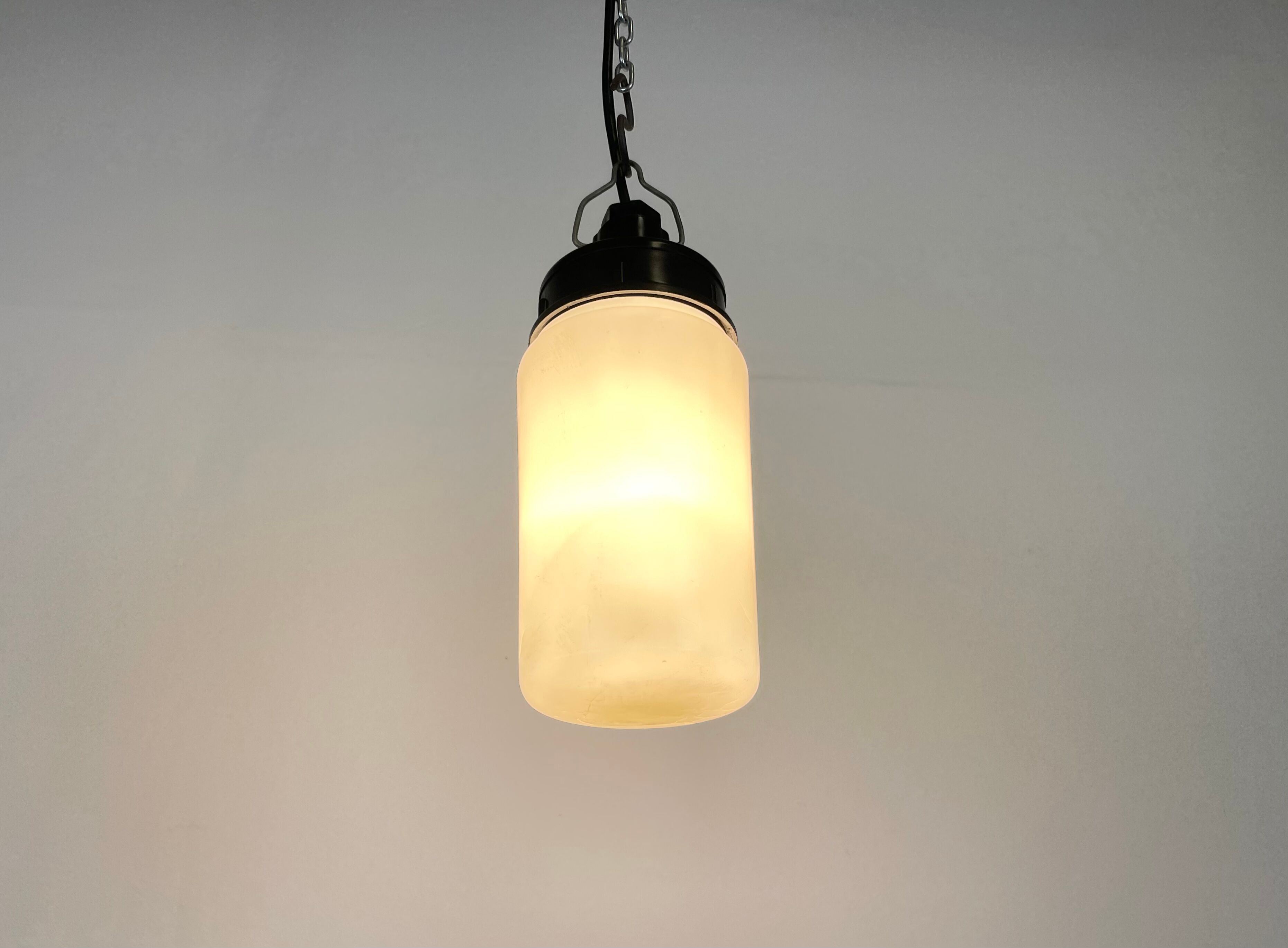 Industrial Bakelite Pendant Light with Milk Glass, 1970s
