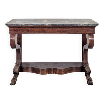 Console d'époque Restauration en acajou flammé