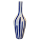 Ceramic vase bottle stripes blue white
