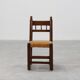 19th Century Spanish Hand-Carved oak Side Chair with Velour Seat