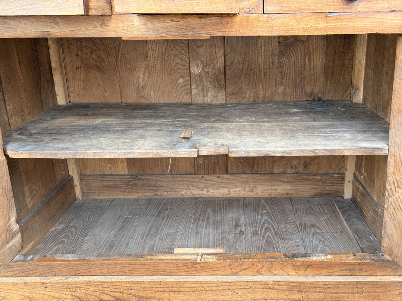 Two-body oak sideboard, circa 1890 — antique glasses and assembly