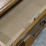 Blonde solid oak desk, cabinet, American type.