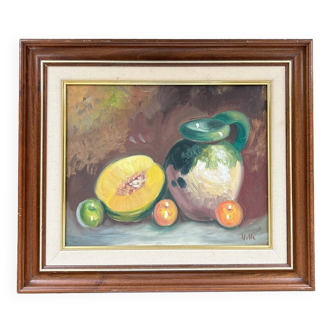 Still life painting pitcher and melon