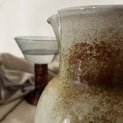 Carafe vintrage à eau / orangeade en céramique émaillée, 1950