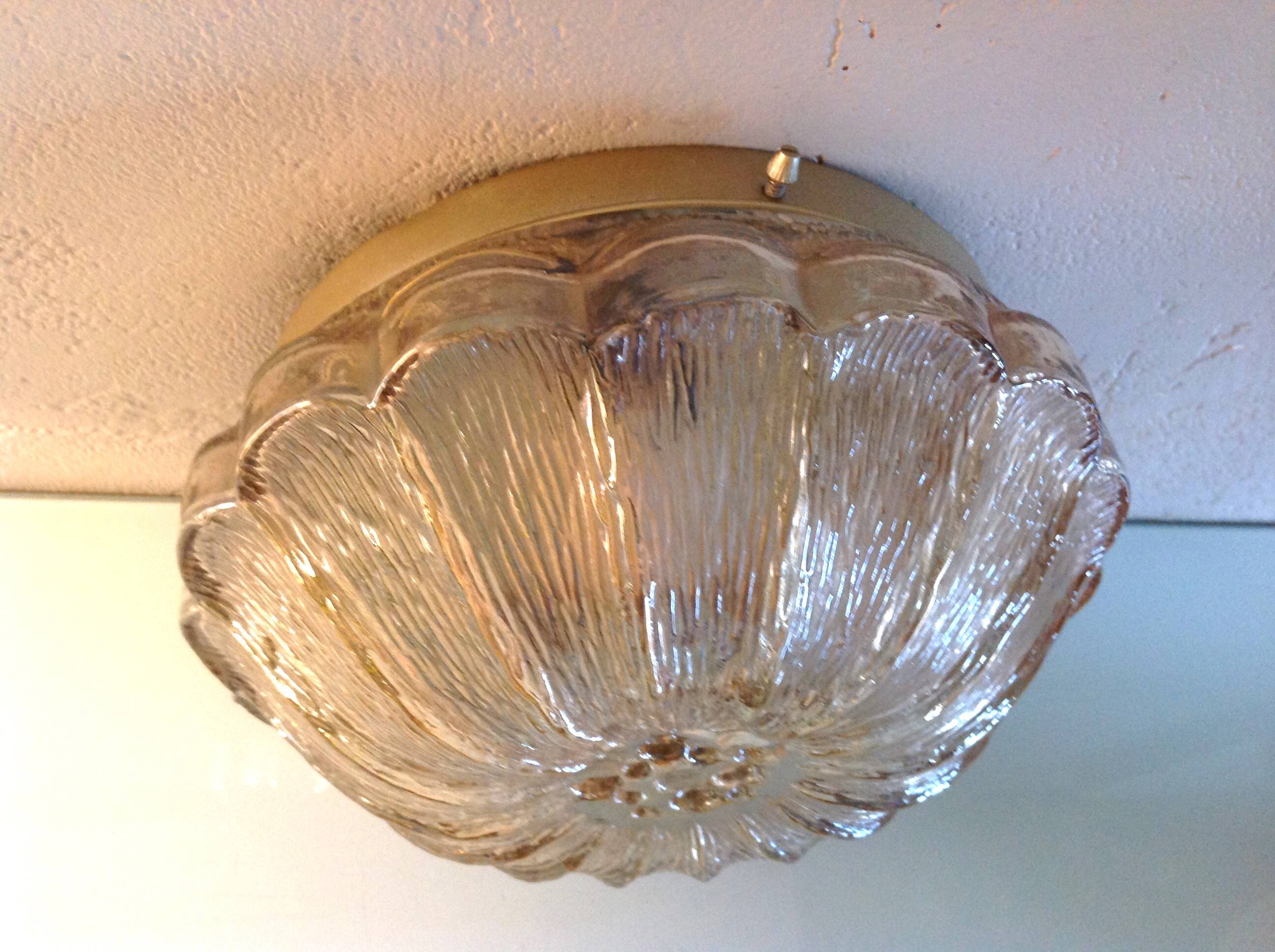 Amber glass ceiling rose by Limburg / vintage 1960s