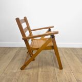 Fauteuil pliable en bois pour enfant années 60