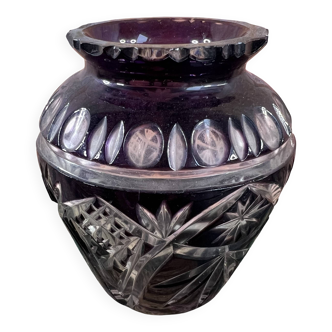 Superb purple crystal vase – Height 11 cm – bohemian