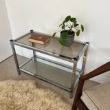 Vintage glass and chrome console coffee table