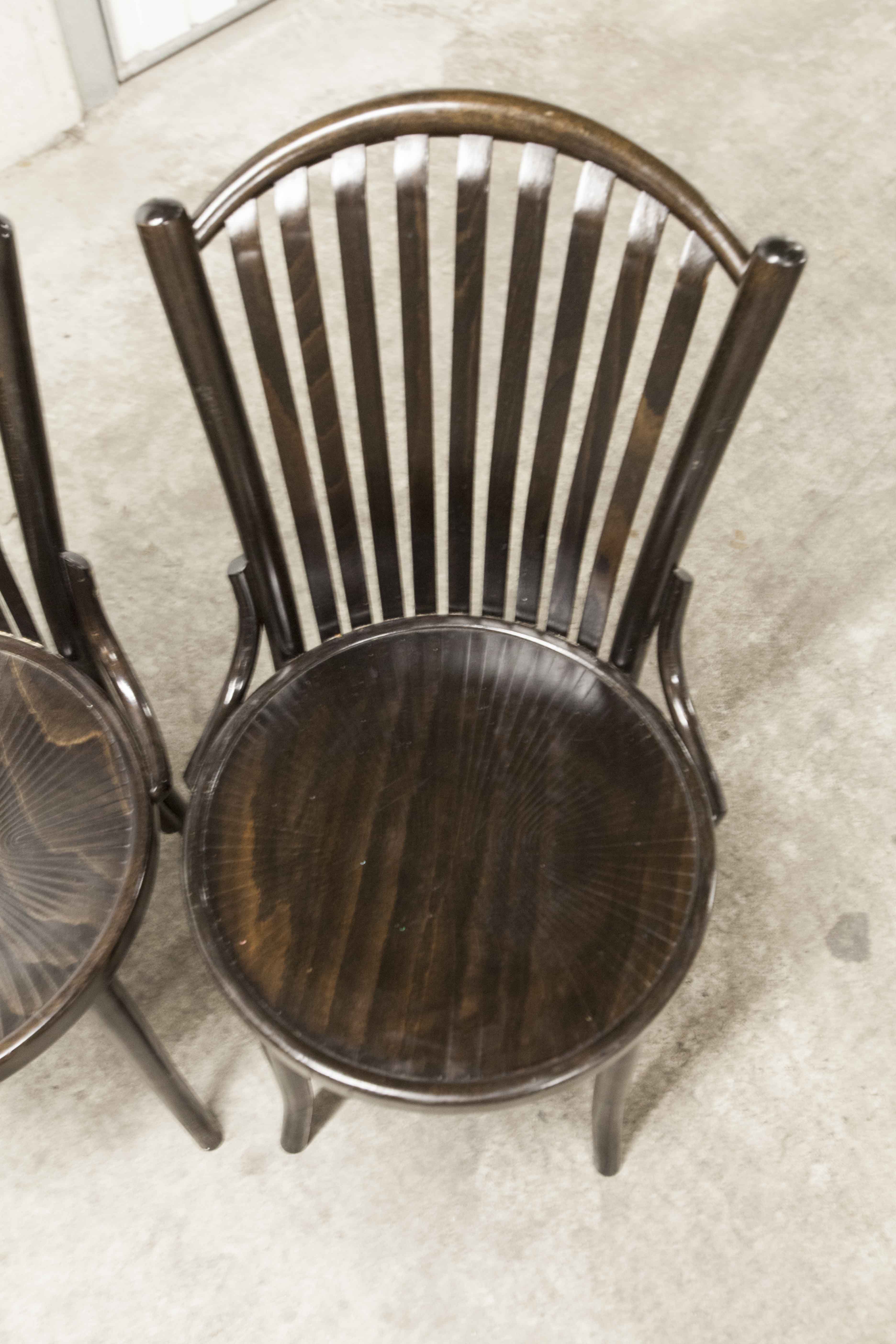 Set of 6 chairs Bistrot Baumann ref 22 curved wood