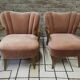 Pair of pink velvet cocktail armchairs 1960