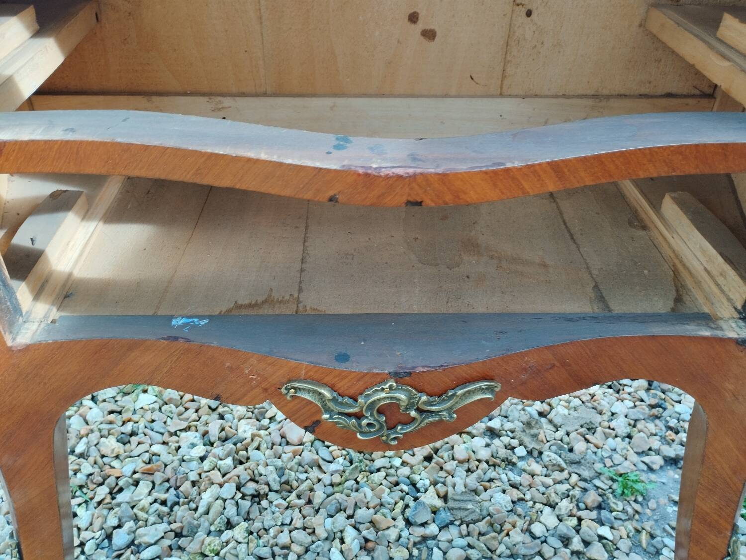 Louis xv style marble top marquetry chest of drawers