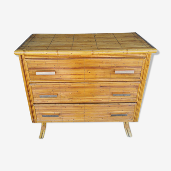 Commode en rotin des années 50