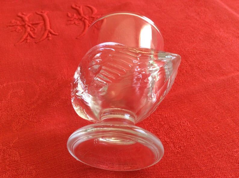 Set of 3 transparent glass hens Arcopal 70s