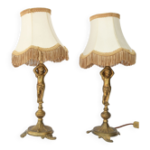Pair of gilded bronze lamps